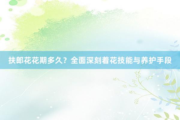 扶郎花花期多久？全面深刻着花技能与养护手段